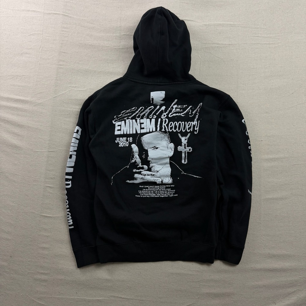 Eminem Recovery Tour Hoodie Mens Large Black 2010 Concert Graphic Pullover